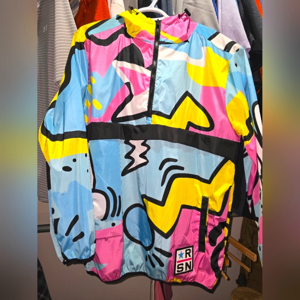 Half zip Multi colored wind breaker
